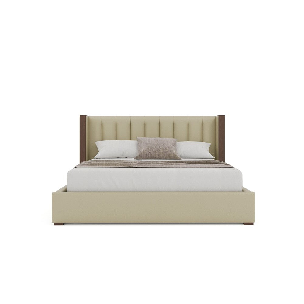 Nativa Interiors - Irenne Vertical Channel Eco-Leather Low 47in King Cream Bed - BED-IRENNE-VC-LOW-KN-VIN-CREAM veiw 3
