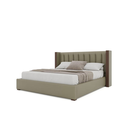 Nativa Interiors - Irenne Vertical Channel Eco-Leather Low 47in King Stone Bed - BED-IRENNE-VC-LOW-KN-VIN-STONE veiw 2