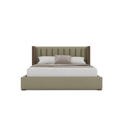 Nativa Interiors - Irenne Vertical Channel Eco-Leather Low 47in Queen Stone Bed - BED-IRENNE-VC-LOW-QN-VIN-STONE veiw 3