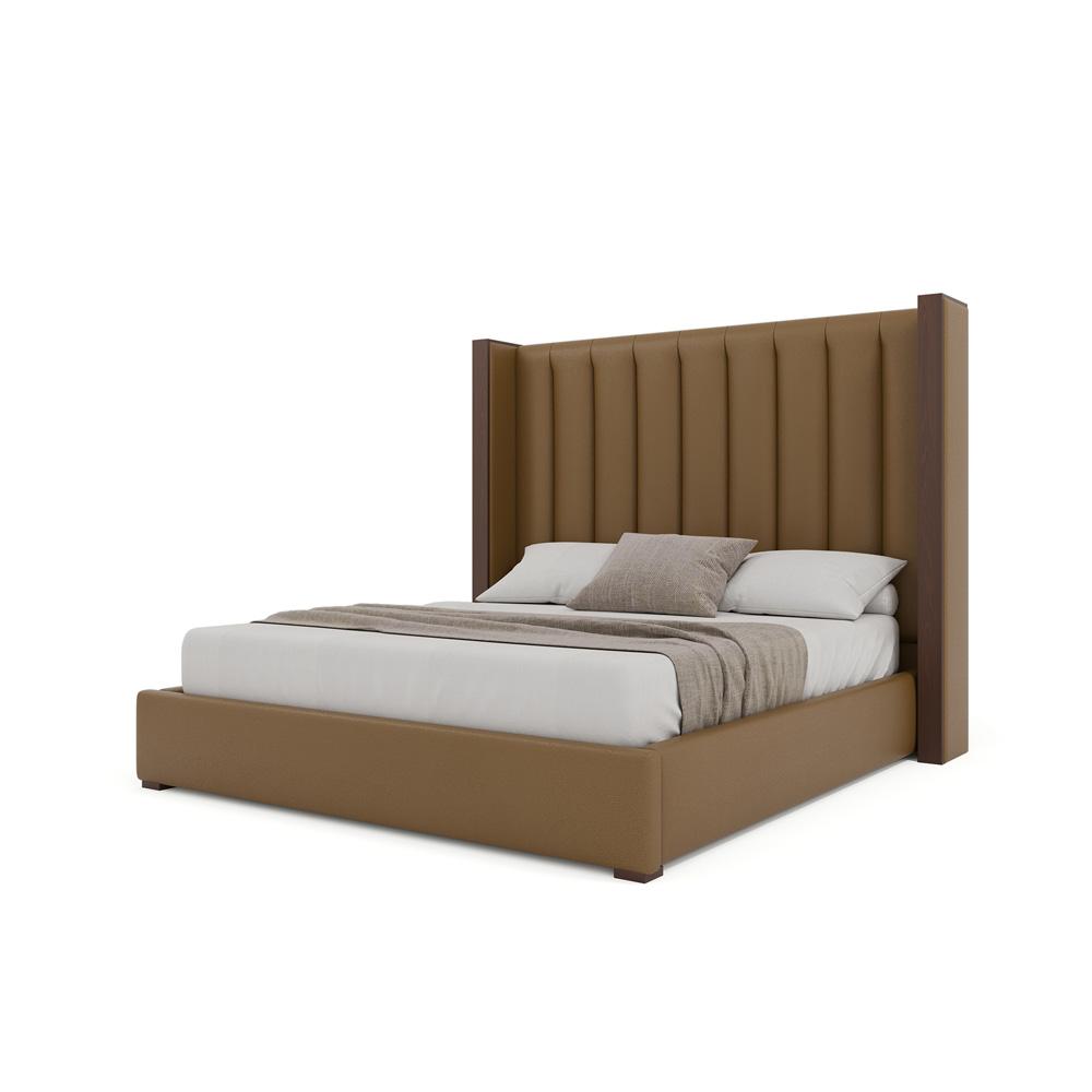 Nativa Interiors - Irenne Vertical Channel Eco-Leather Medium 67in California King Caramel Bed - BED-IRENNE-VC-MID-CA-VIN-CARAMEL veiw 2