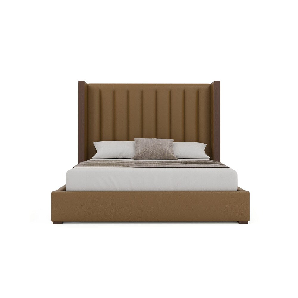 Nativa Interiors - Irenne Vertical Channel Eco-Leather Medium 67in California King Caramel Bed - BED-IRENNE-VC-MID-CA-VIN-CARAMEL veiw 3