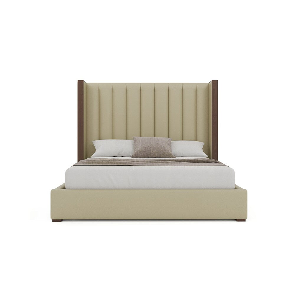Nativa Interiors - Irenne Vertical Channel Eco-Leather Medium 67in California King Cream Bed - BED-IRENNE-VC-MID-CA-VIN-CREAM veiw 3