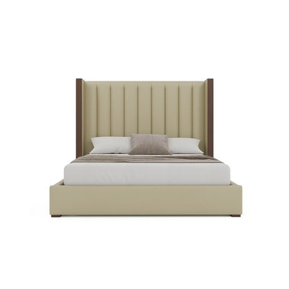 Nativa Interiors - Irenne Vertical Channel Eco-Leather Medium 67in California King Cream Bed - BED-IRENNE-VC-MID-CA-VIN-CREAM veiw 3