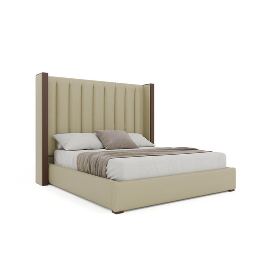 Nativa Interiors - Irenne Vertical Channel Eco-Leather Medium 67in King Cream Bed - BED-IRENNE-VC-MID-KN-VIN-CREAM veiw 1