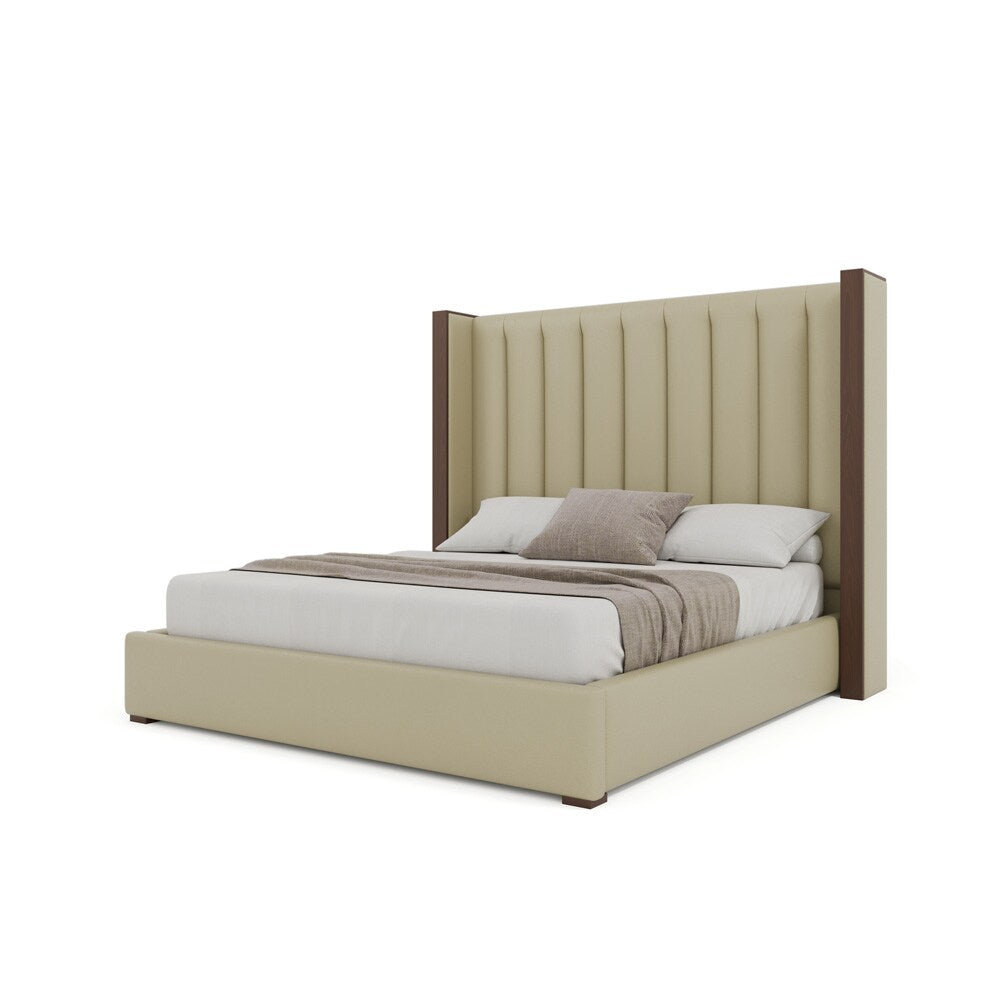 Nativa Interiors - Irenne Vertical Channel Eco-Leather Medium 67in Queen Cream Bed - BED-IRENNE-VC-MID-QN-VIN-CREAM veiw 2