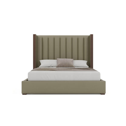 Nativa Interiors - Irenne Vertical Channel Eco-Leather Medium 67in Queen Stone Bed - BED-IRENNE-VC-MID-QN-VIN-STONE veiw 3