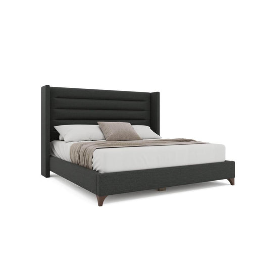 Nativa Interiors - Megan Horizontal Channel Queen Bed Charcoal - BED-MEGAN-HC-QN-PF-CHARCOAL veiw 1