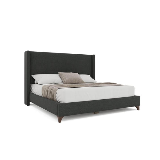 Nativa Interiors - Megan Classic Plain Queen Bed Charcoal - BED-MEGAN-PL-QN-PF-CHARCOAL veiw 1