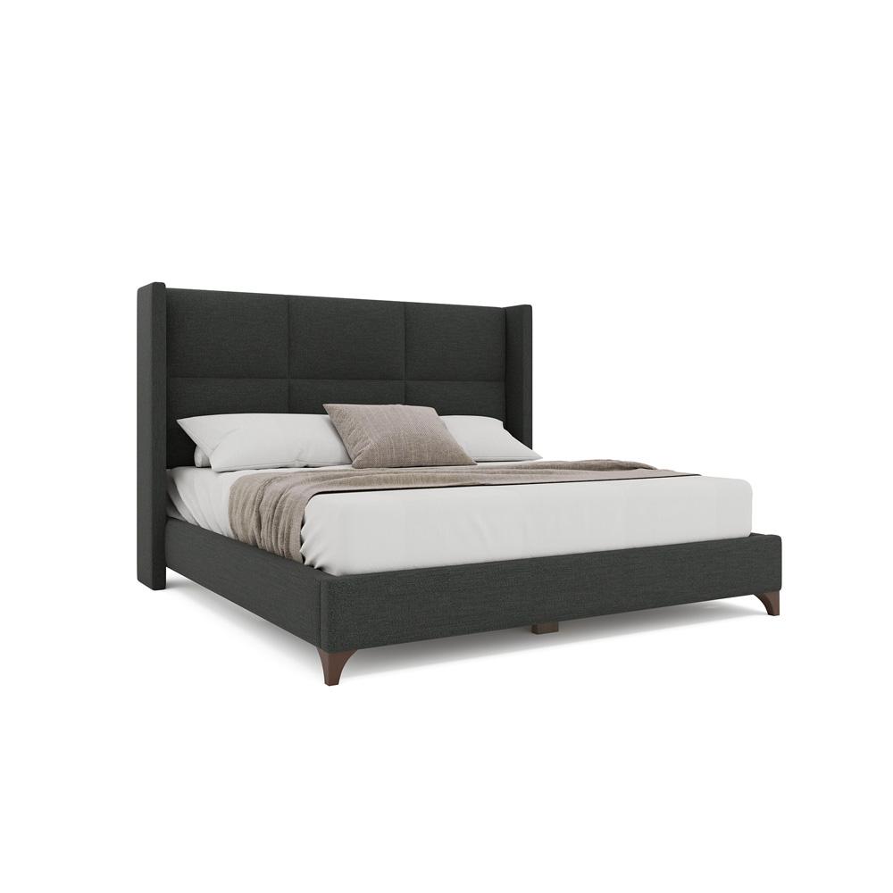 Nativa Interiors - Megan Square Queen Bed Charcoal - BED-MEGAN-SQ-QN-PF-CHARCOAL veiw 1