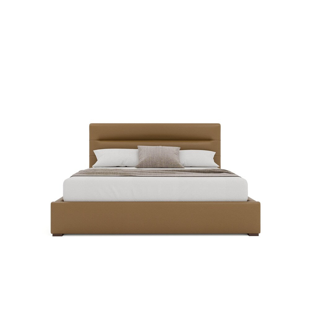Nativa Interiors - Moyra Horizontal Channel Tufted Eco-Leather Low 47in California King Caramel Bed - BED-MOYRA-HC-LOW-CA-VIN-CARAMEL veiw 3
