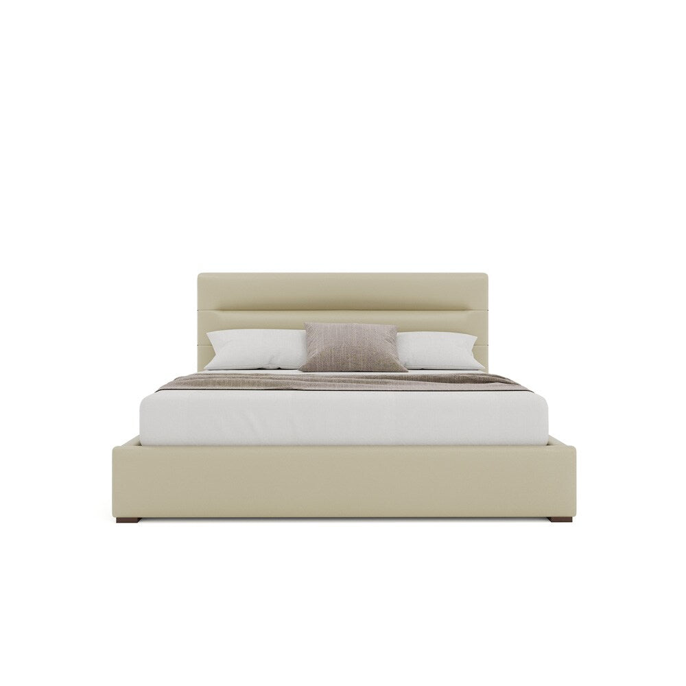 Nativa Interiors - Moyra Horizontal Channel Tufted Eco-Leather Low 47in California King Cream Bed - BED-MOYRA-HC-LOW-CA-VIN-CREAM veiw 3