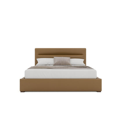 Nativa Interiors - Moyra Horizontal Channel Tufted Eco-Leather Low 47in King Caramel Bed - BED-MOYRA-HC-LOW-KN-VIN-CARAMEL veiw 3