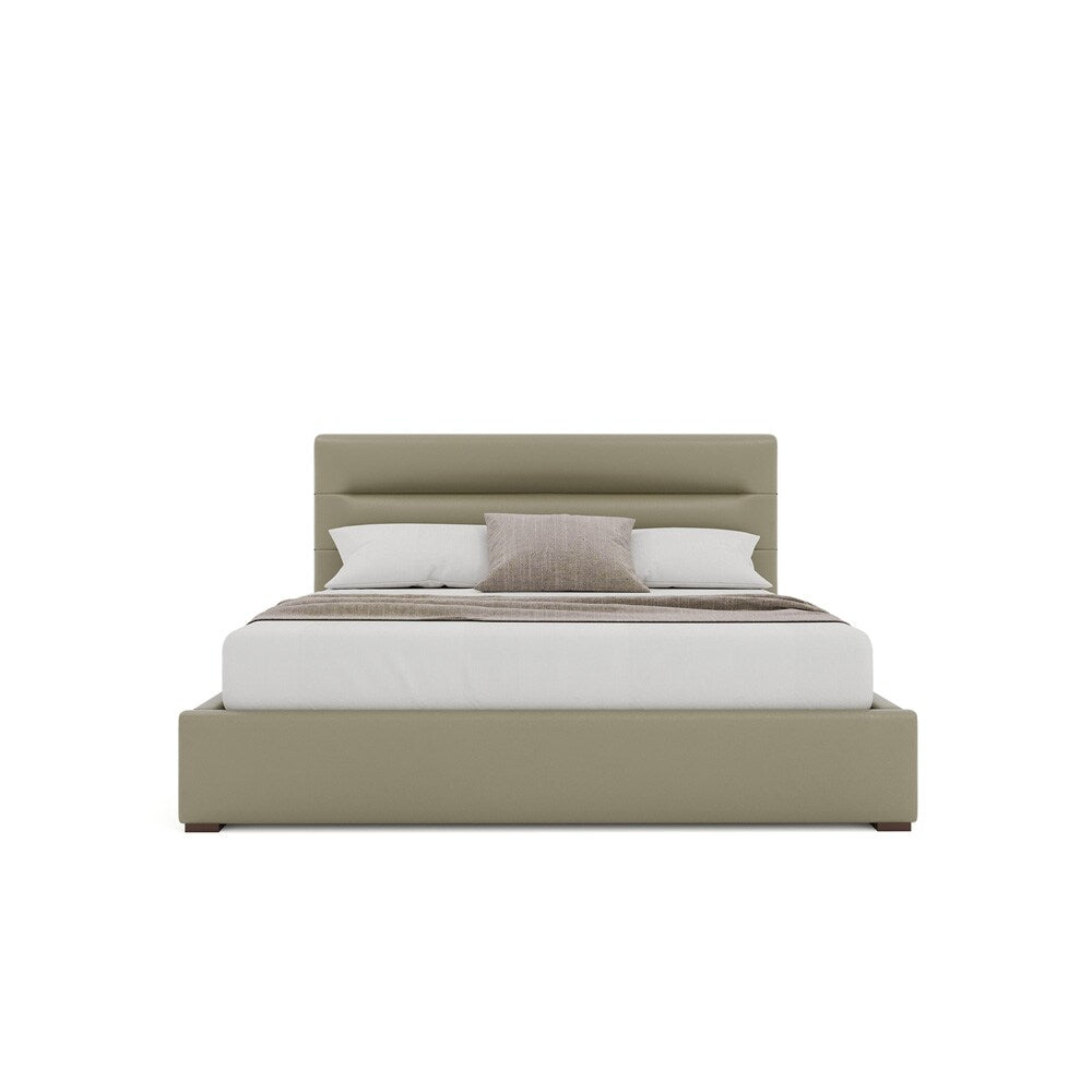 Nativa Interiors - Moyra Horizontal Channel Tufted Eco-Leather Low 47in King Stone Bed - BED-MOYRA-HC-LOW-KN-VIN-STONE veiw 3