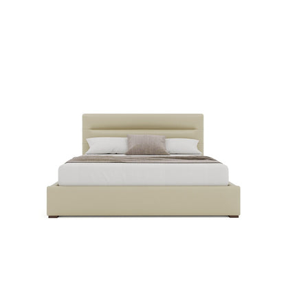 Nativa Interiors - Moyra Horizontal Channel Tufted Eco-Leather Low 47in Queen Cream Bed - BED-MOYRA-HC-LOW-QN-VIN-CREAM veiw 3