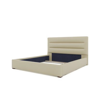 Nativa Interiors - Moyra Horizontal Channel Tufted Eco-Leather Low 47in Queen Cream Bed - BED-MOYRA-HC-LOW-QN-VIN-CREAM veiw 4