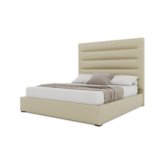 Nativa Interiors - Moyra Horizontal Channel Tufted Eco-Leather Medium 67in California King Cream Bed - BED-MOYRA-HC-MID-CA-VIN-CREAM veiw 2