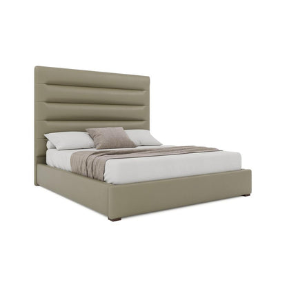 Nativa Interiors - Moyra Horizontal Channel Tufted Eco-Leather Medium 67in King Stone Bed - BED-MOYRA-HC-MID-KN-VIN-STONE veiw 1