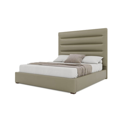 Nativa Interiors - Moyra Horizontal Channel Tufted Eco-Leather Medium 67in King Stone Bed - BED-MOYRA-HC-MID-KN-VIN-STONE veiw 2