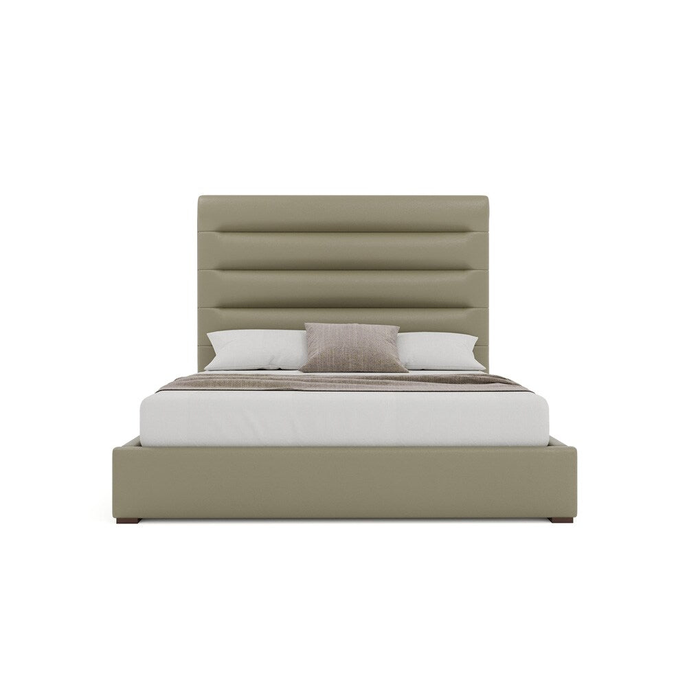 Nativa Interiors - Moyra Horizontal Channel Tufted Eco-Leather Medium 67in King Stone Bed - BED-MOYRA-HC-MID-KN-VIN-STONE veiw 3