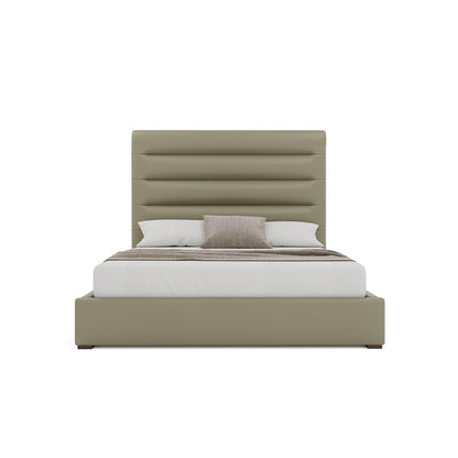 Nativa Interiors - Moyra Horizontal Channel Tufted Eco-Leather Medium 67in King Stone Bed - BED-MOYRA-HC-MID-KN-VIN-STONE veiw 3