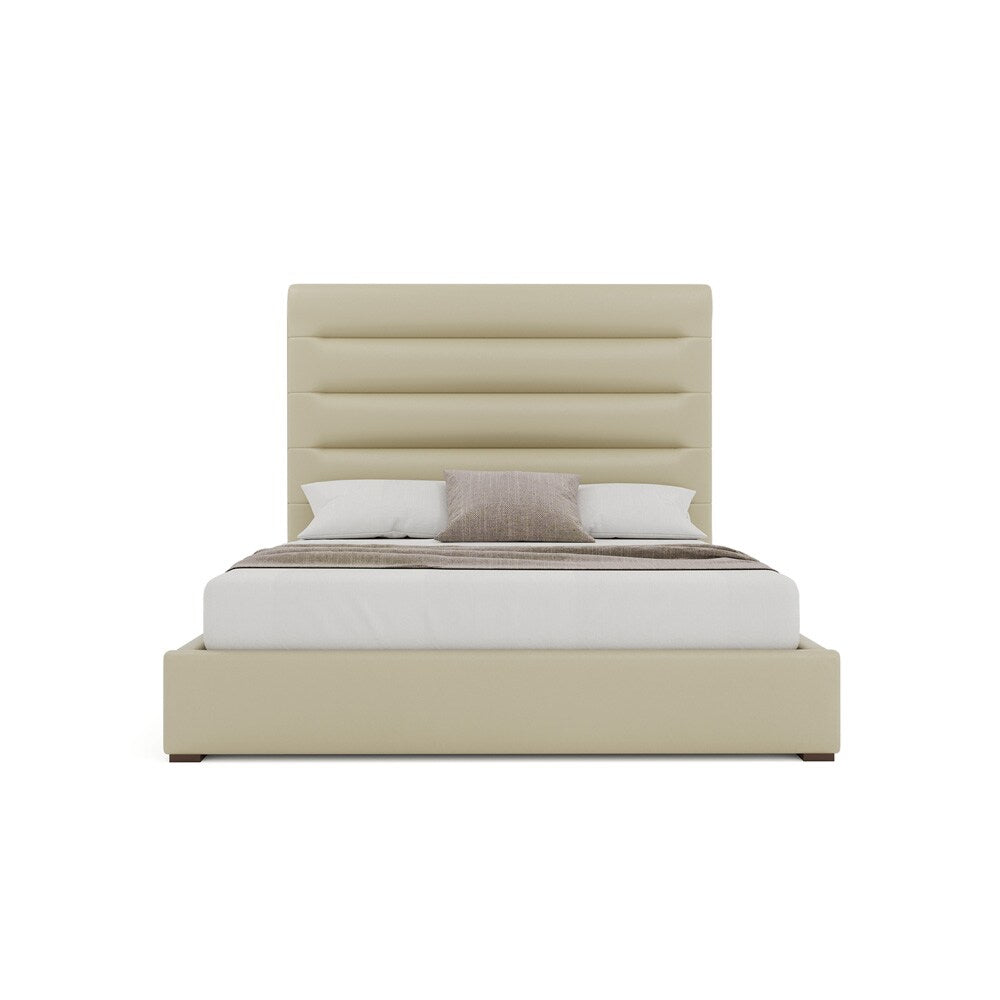 Nativa Interiors - Moyra Horizontal Channel Tufted Eco-Leather Medium 67in Queen Cream Bed - BED-MOYRA-HC-MID-QN-VIN-CREAM veiw 3