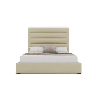 Nativa Interiors - Moyra Horizontal Channel Tufted Eco-Leather Medium 67in Queen Cream Bed - BED-MOYRA-HC-MID-QN-VIN-CREAM veiw 3