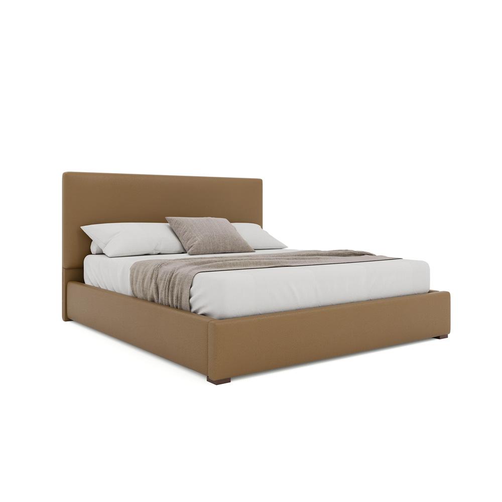 Nativa Interiors - Moyra Plain Eco-Leather Low 47in California King Caramel Bed - BED-MOYRA-PL-LOW-CA-VIN-CARAMEL veiw 1