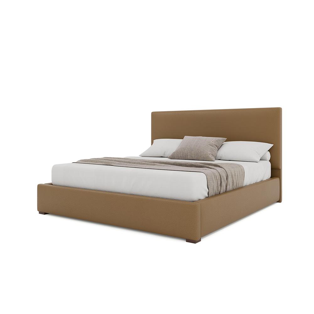 Nativa Interiors - Moyra Plain Eco-Leather Low 47in California King Caramel Bed - BED-MOYRA-PL-LOW-CA-VIN-CARAMEL veiw 2