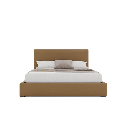 Nativa Interiors - Moyra Plain Eco-Leather Low 47in California King Caramel Bed - BED-MOYRA-PL-LOW-CA-VIN-CARAMEL veiw 3