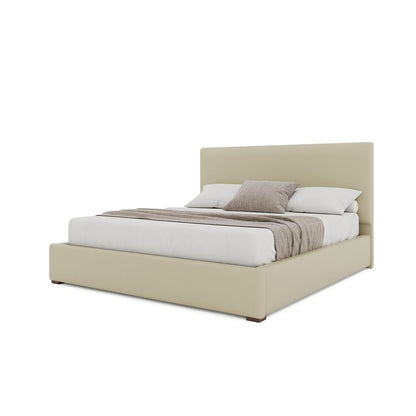 Nativa Interiors - Moyra Plain Eco-Leather Low 47in California King Cream Bed - BED-MOYRA-PL-LOW-CA-VIN-CREAM veiw 2