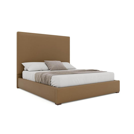 Nativa Interiors - Moyra Plain Eco-Leather Medium 67in California King Caramel Bed - BED-MOYRA-PL-MID-CA-VIN-CARAMEL veiw 1