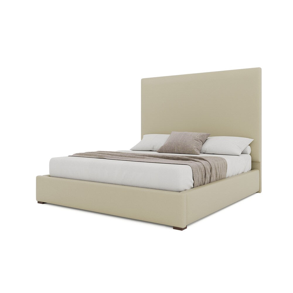 Nativa Interiors - Moyra Plain Eco-Leather Medium 67in California King Cream Bed - BED-MOYRA-PL-MID-CA-VIN-CREAM veiw 2