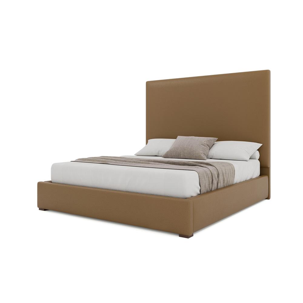 Nativa Interiors - Moyra Plain Eco-Leather Medium 67in King Caramel Bed - BED-MOYRA-PL-MID-KN-VIN-CARAMEL veiw 2