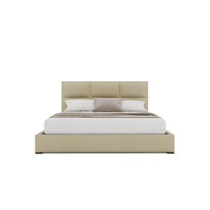 Nativa Interiors - Moyra Square Tufted Eco-Leather Low 47in California King Cream Bed - BED-MOYRA-SQ-LOW-CA-VIN-CREAM veiw 3