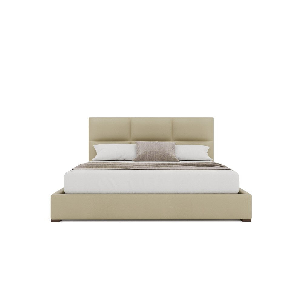 Nativa Interiors - Moyra Square Tufted Eco-Leather Low 47in King Cream Bed - BED-MOYRA-SQ-LOW-KN-VIN-CREAM veiw 3