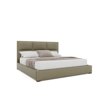 Nativa Interiors - Moyra Square Tufted Eco-Leather Low 47in King Stone Bed - BED-MOYRA-SQ-LOW-KN-VIN-STONE veiw 1