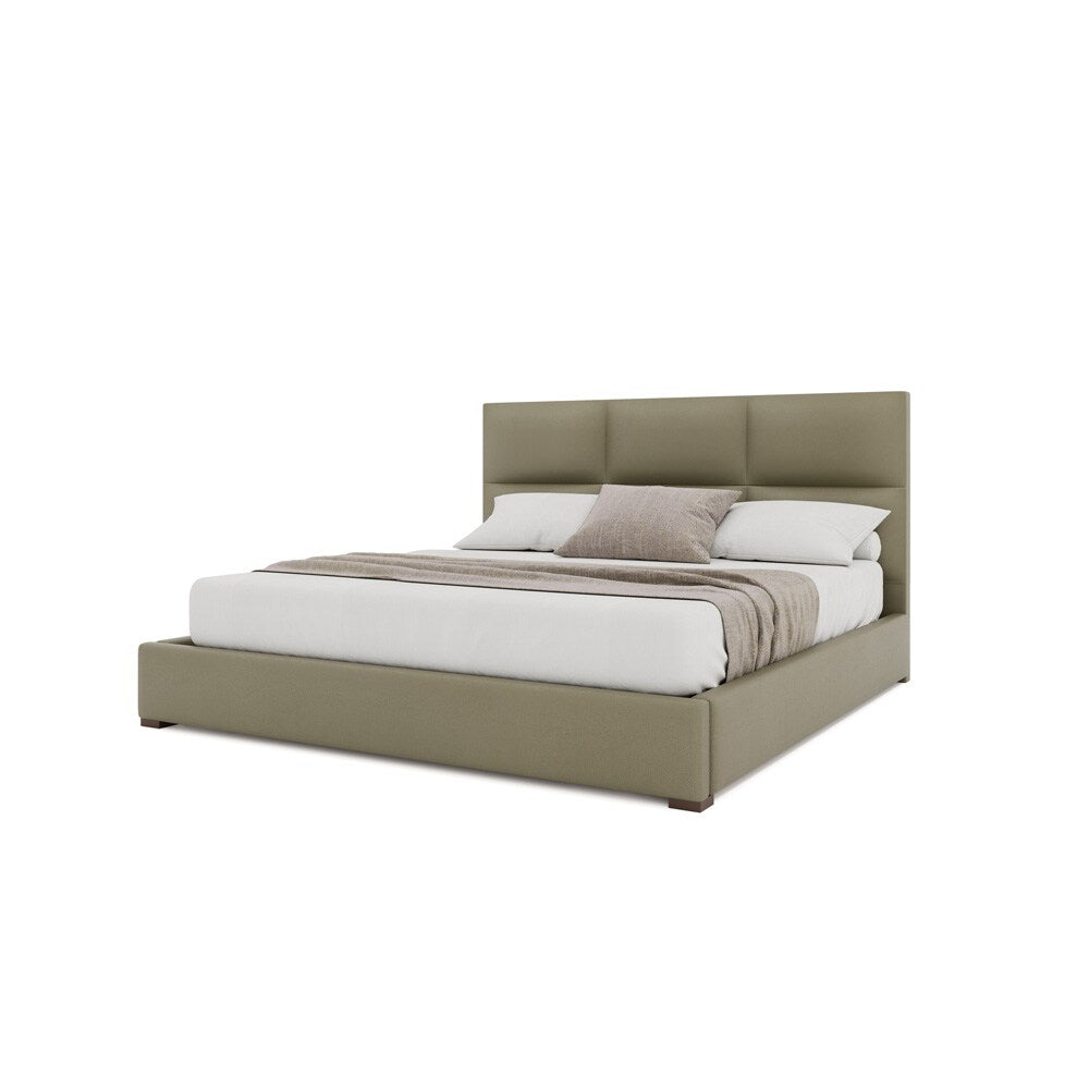 Nativa Interiors - Moyra Square Tufted Eco-Leather Low 47in King Stone Bed - BED-MOYRA-SQ-LOW-KN-VIN-STONE veiw 2
