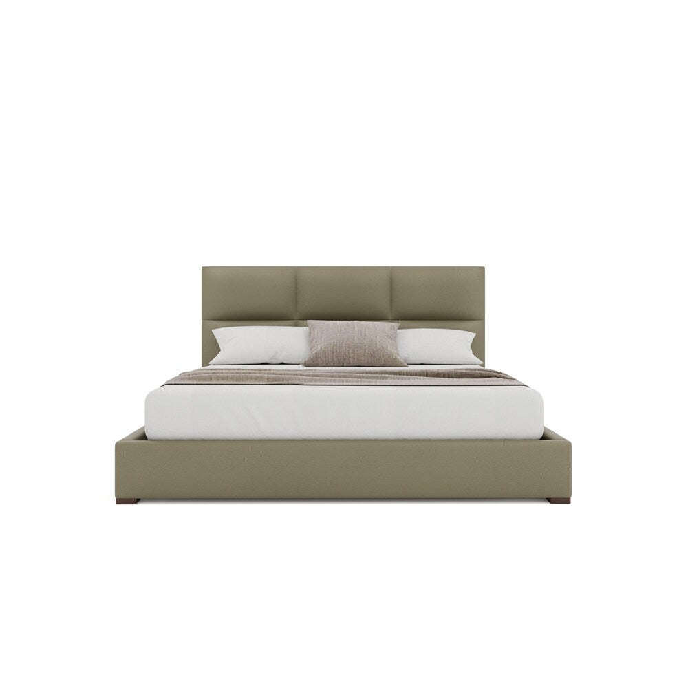 Nativa Interiors - Moyra Square Tufted Eco-Leather Low 47in King Stone Bed - BED-MOYRA-SQ-LOW-KN-VIN-STONE veiw 3