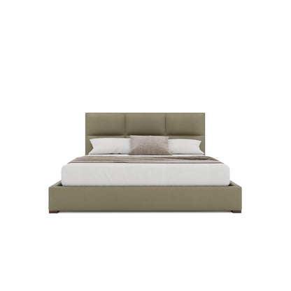 Nativa Interiors - Moyra Square Tufted Eco-Leather Low 47in King Stone Bed - BED-MOYRA-SQ-LOW-KN-VIN-STONE veiw 3