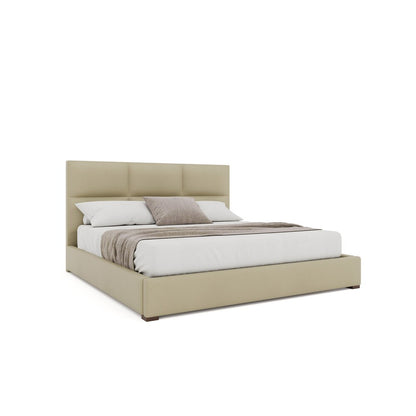 Nativa Interiors - Moyra Square Tufted Eco-Leather Low 47in Queen Cream Bed - BED-MOYRA-SQ-LOW-QN-VIN-CREAM veiw 1
