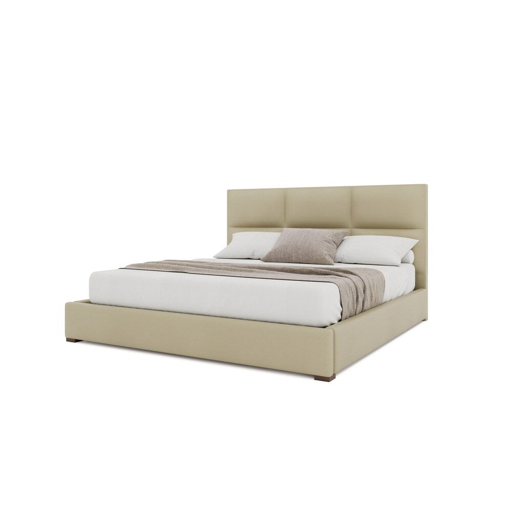 Nativa Interiors - Moyra Square Tufted Eco-Leather Low 47in Queen Cream Bed - BED-MOYRA-SQ-LOW-QN-VIN-CREAM veiw 2