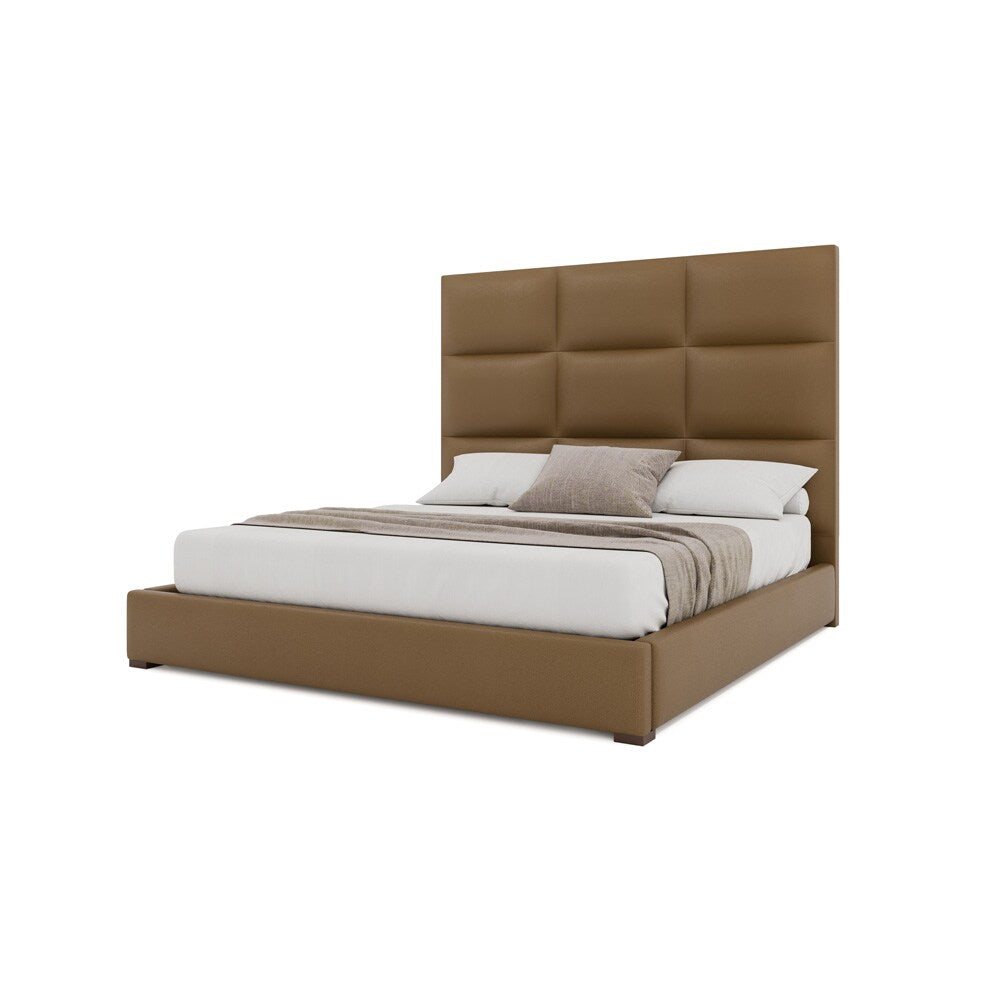 Nativa Interiors - Moyra Square Tufted Eco-Leather Medium 67in King Caramel Bed - BED-MOYRA-SQ-MID-KN-VIN-CARAMEL veiw 2