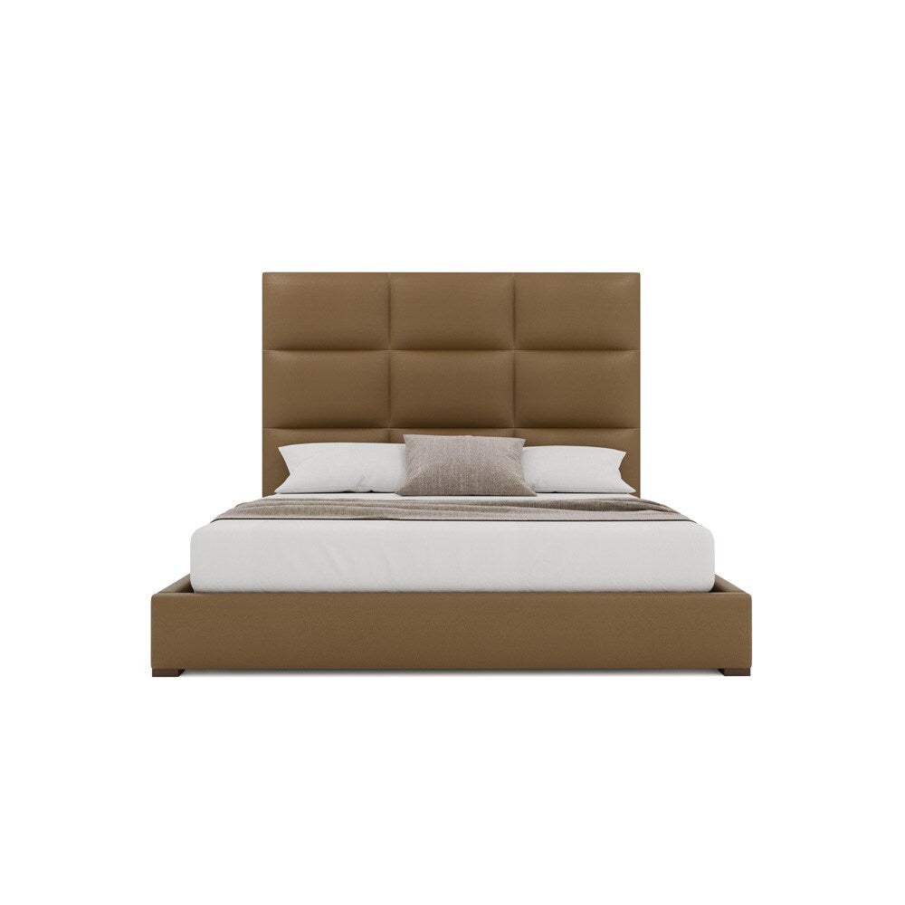 Nativa Interiors - Moyra Square Tufted Eco-Leather Medium 67in King Caramel Bed - BED-MOYRA-SQ-MID-KN-VIN-CARAMEL veiw 3