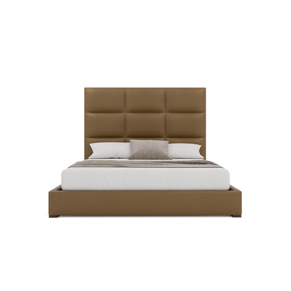 Nativa Interiors - Moyra Square Tufted Eco-Leather Medium 67in King Caramel Bed - BED-MOYRA-SQ-MID-KN-VIN-CARAMEL veiw 3