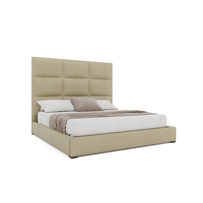 Nativa Interiors - Moyra Square Tufted Eco-Leather Medium 67in King Cream Bed - BED-MOYRA-SQ-MID-KN-VIN-CREAM veiw 1