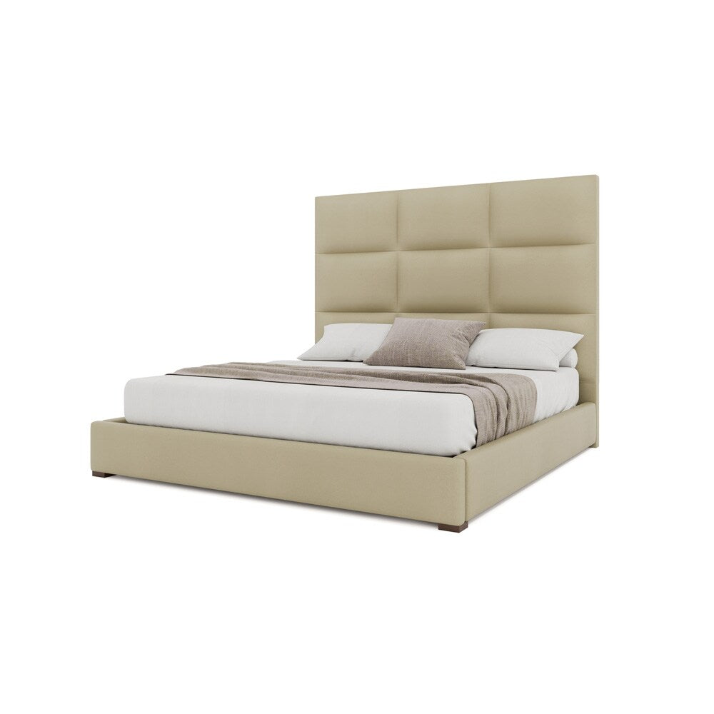 Nativa Interiors - Moyra Square Tufted Eco-Leather Medium 67in King Cream Bed - BED-MOYRA-SQ-MID-KN-VIN-CREAM veiw 2