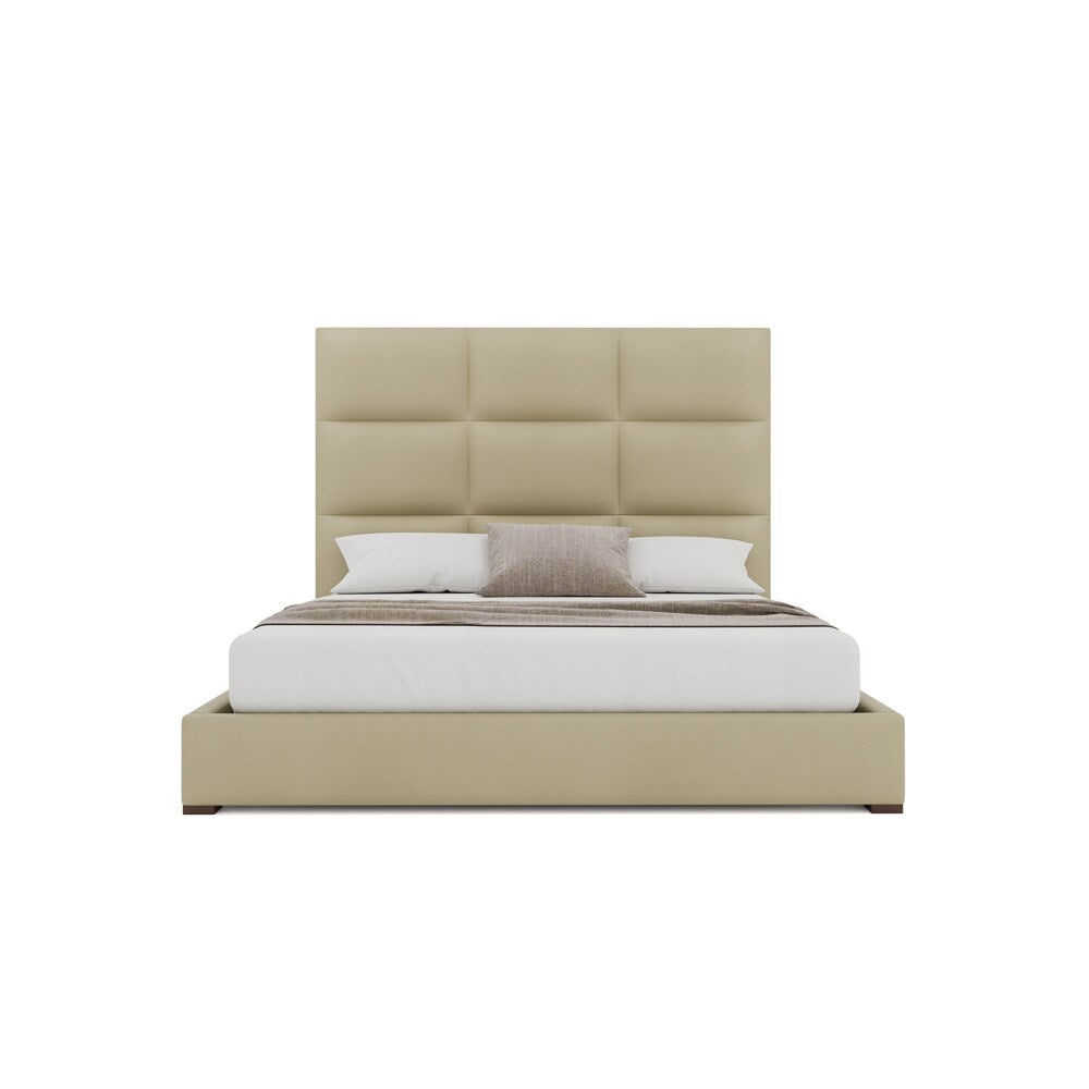 Nativa Interiors - Moyra Square Tufted Eco-Leather Medium 67in King Cream Bed - BED-MOYRA-SQ-MID-KN-VIN-CREAM veiw 3