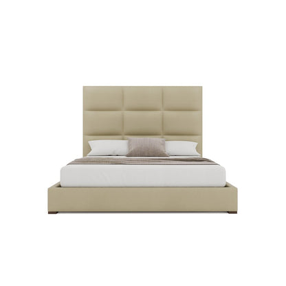 Nativa Interiors - Moyra Square Tufted Eco-Leather Medium 67in King Cream Bed - BED-MOYRA-SQ-MID-KN-VIN-CREAM veiw 3