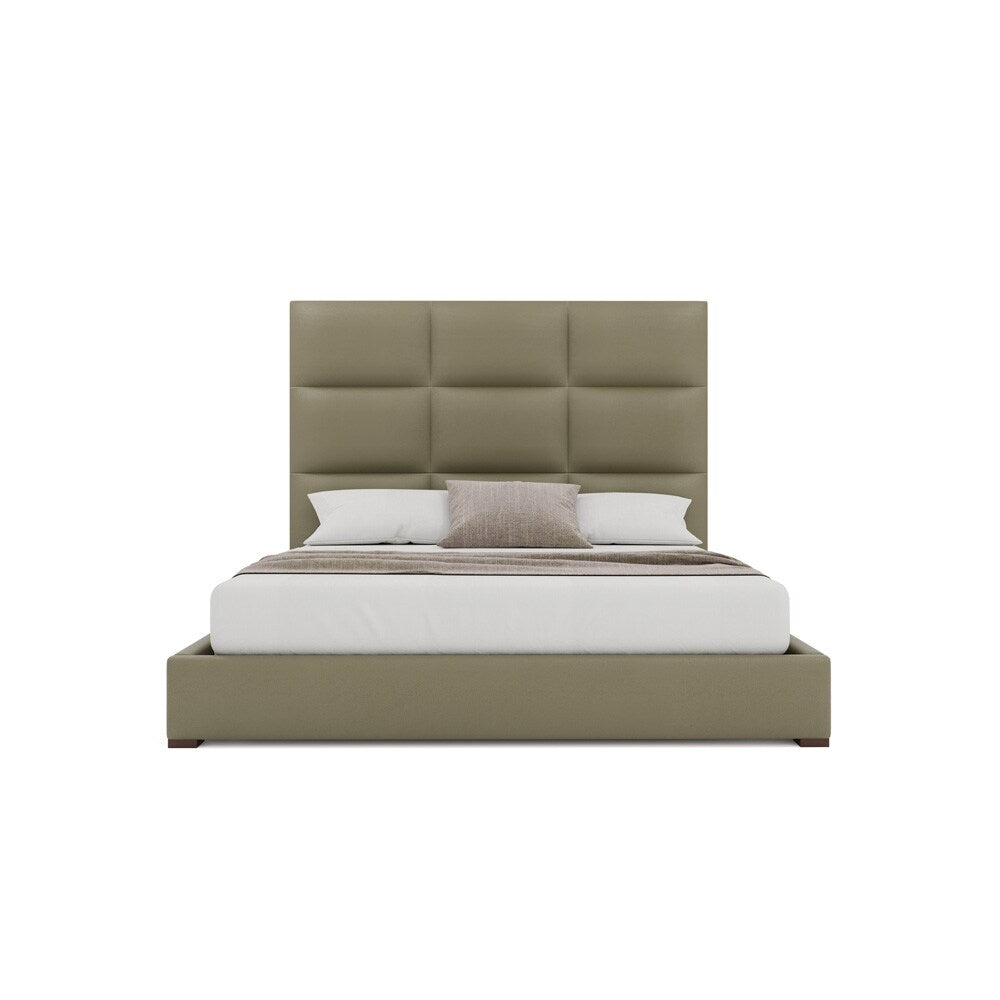 Nativa Interiors - Moyra Square Tufted Eco-Leather Medium 67in Queen Stone Bed - BED-MOYRA-SQ-MID-QN-VIN-STONE veiw 3