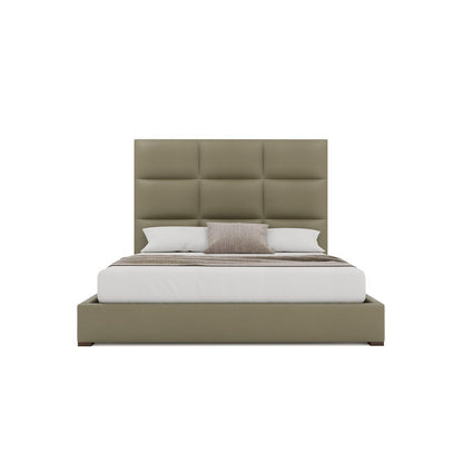 Nativa Interiors - Moyra Square Tufted Eco-Leather Medium 67in Queen Stone Bed - BED-MOYRA-SQ-MID-QN-VIN-STONE veiw 3